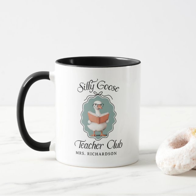 Personalized Silly Goose Teacher Club Mug (With Donut)
