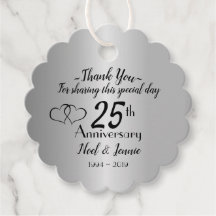 Silver 25th Design 4" x 6" Frames 25th Anniversary Party Favors 