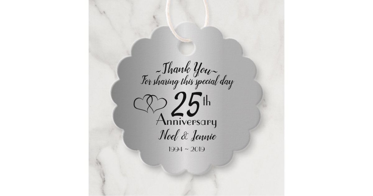Personalized Silver 25th Wedding Anniversary Favor Tags | Zazzle.com
