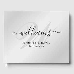 Personalized Silver and Black Monogram Wedding Guest Book