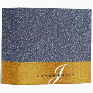 Personalized Silver and Gold Faux Confetti Glitter 3 Ring Binder