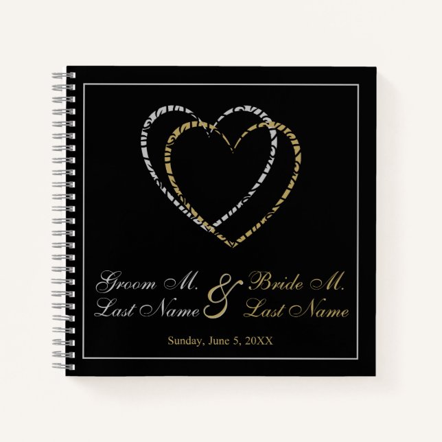 Personalized Silver and Gold Wedding Guest Book (Front)
