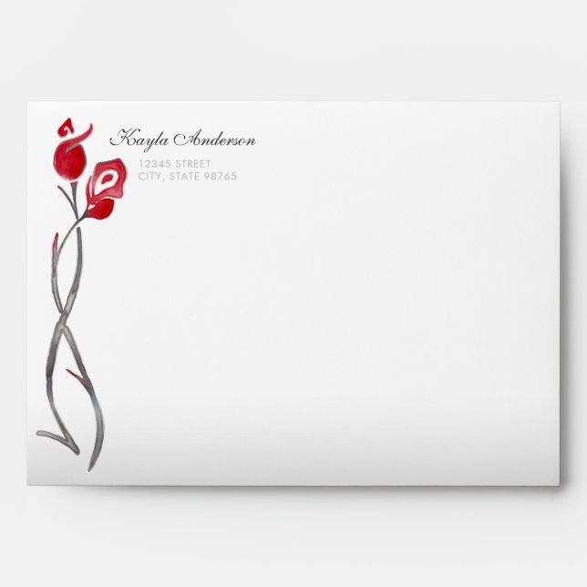 Personalized Silver and Red Rose Envelopes (Front)