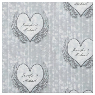 Personalized Silver Angel Wings & Heart Fabric