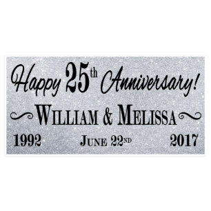 Personalized Silver Anniversary Large Banner