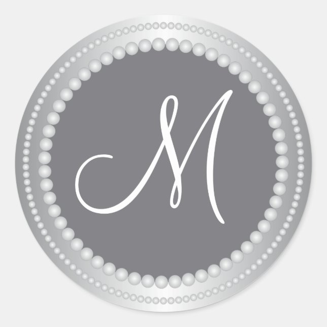 Personalized Silver Beads Wedding Monogram Seals (Front)
