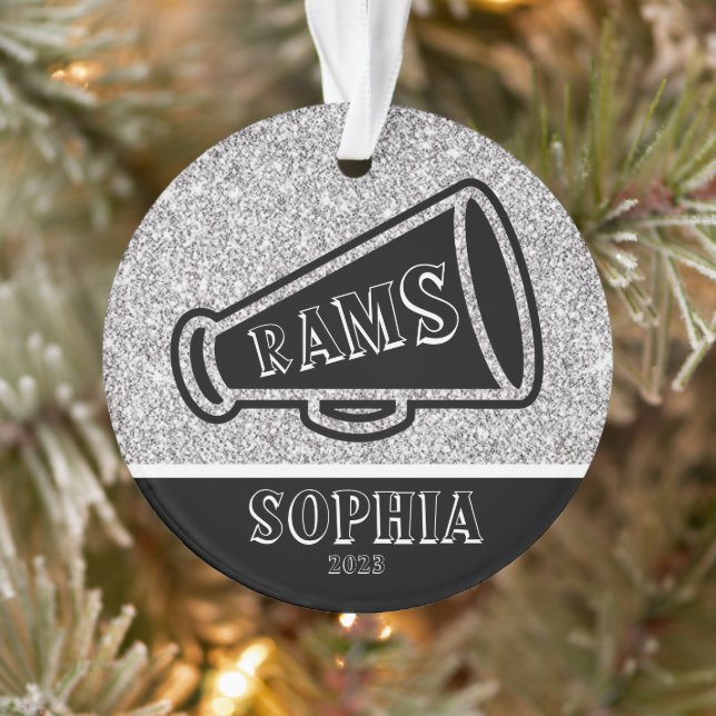 Personalized Silver & Black Cheerleading Ornament  (Tree)