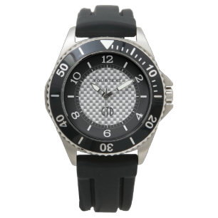 Personalized Silver Carbon Fiber Style Dial Watch
