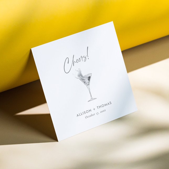 Personalized Silver Cheers & Champagne Wedding Napkins (Personalized Silver Cheers & Champagne Wedding Napkins)