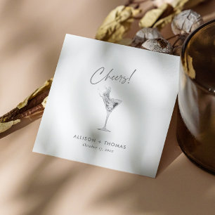 Personalized Silver Cheers & Champagne Wedding Napkins