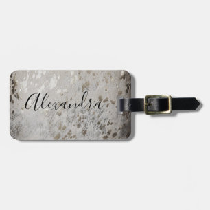 Personalized Silver Cowhide Print Luggage Tag