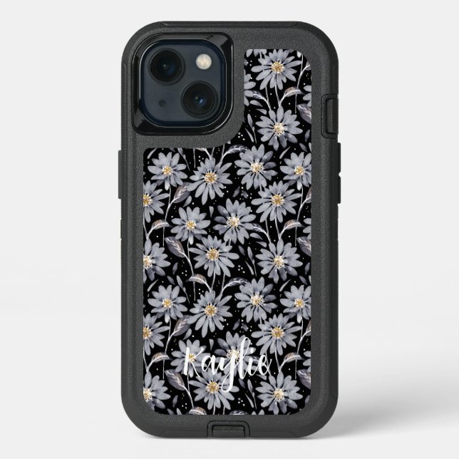 Personalized Silver Daisies OtterBox iPhone Case (Back)