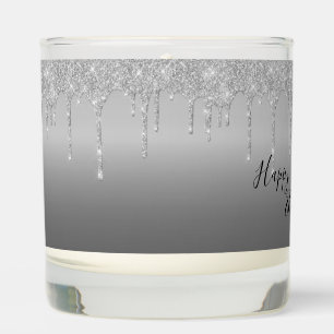 Personalized Silver Dripping Glitter Birthday Gift Scented Candle