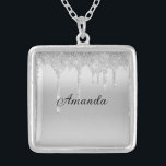 Personalized Silver Dripping Glitter Bridesmaid  Plated Necklace<br><div class="desc">Personalized Silver Dripping Glitter Name silver plated necklace.  A great gift for her or for your bridal party.</div>