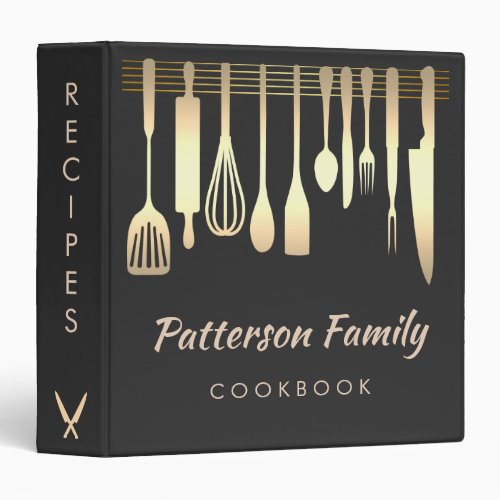 Personalized Silver Family Recipe Cookbook 3 Ring Binder