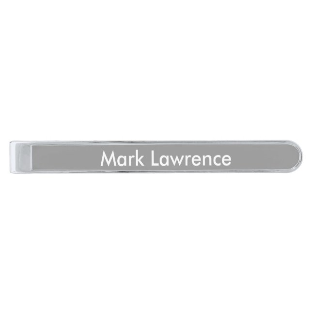Personalized Silver Finish Tie Bar (Front)