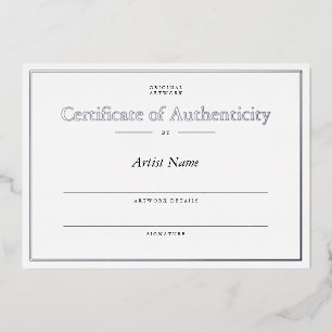 Personalized Silver Foil Certificate Authenticity Foil Invitation