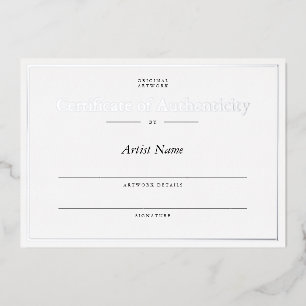 Personalized Silver Foil Certificate Authenticity Invitation