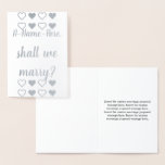[ Thumbnail: Personalized Silver Foil Wedding Proposal Card ]
