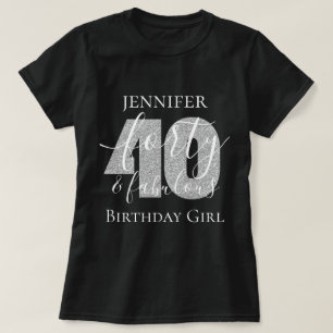 Personalized Silver Forty Fab Birthday Glitter T-Shirt