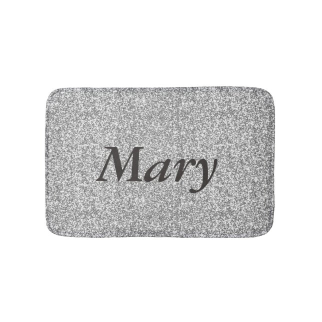 Personalized Silver Glitter Bath Mat (Front)