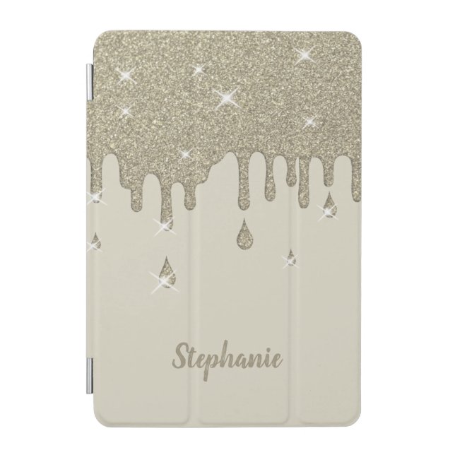 Personalized Silver Glitter Effect & Sparkles iPad Mini Cover (Front)