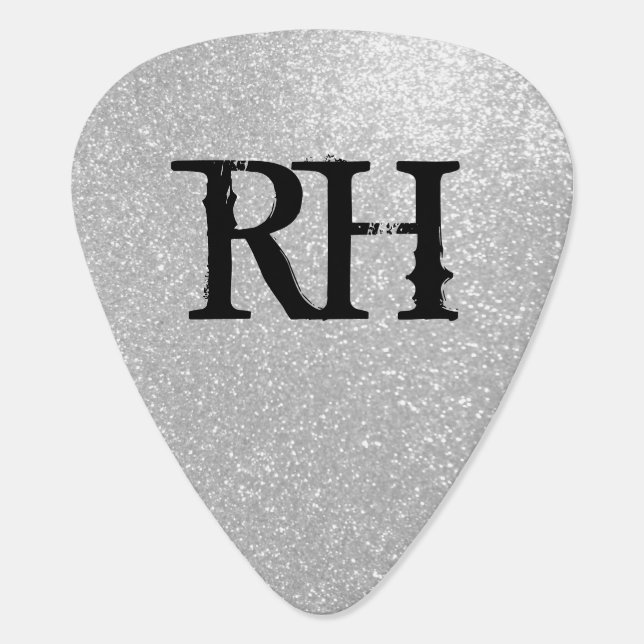 Personalized silver glitter guitar pick (Back)