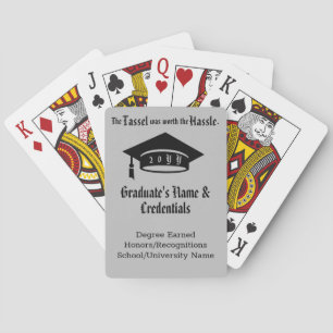 Personalized Silver Graduation Cap and Tassel Poker Cards