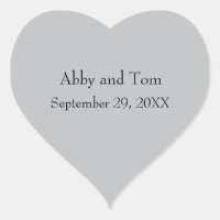 Personalized Silver Gray Heart Stickers Wedding