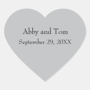 Personalized Silver Gray Heart Stickers Wedding