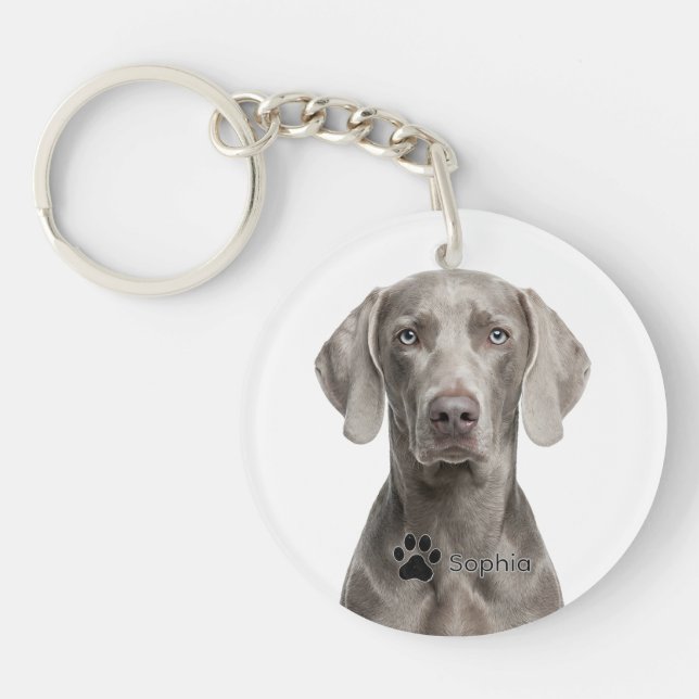 Personalized Silver Grey Weimaraner Dog Keychains (Front)