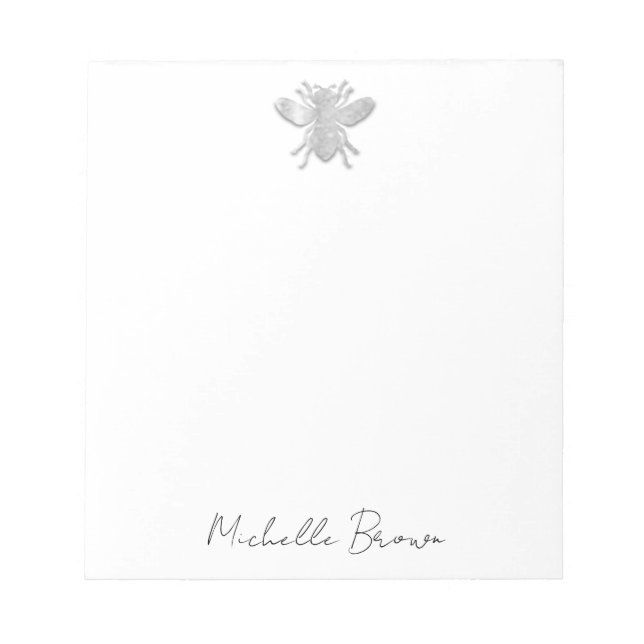 Personalized Silver Honey Bee Notepad (Front)