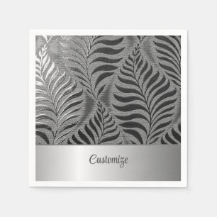 Personalized Silver Leaf Motif 2 Napkins