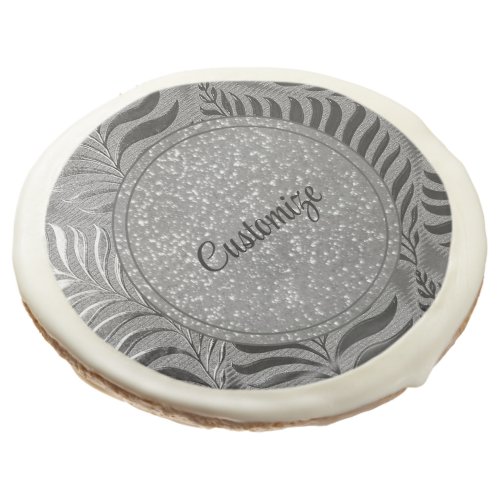 Personalized Silver Leaf Motif 2 Sugar Cookie