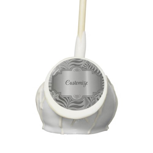 Personalized Silver Leaf Motif   Cake Pops