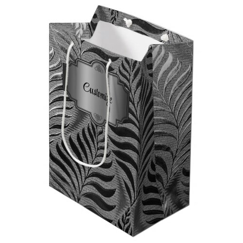 Personalized Silver Leaf Motif   Medium Gift Bag
