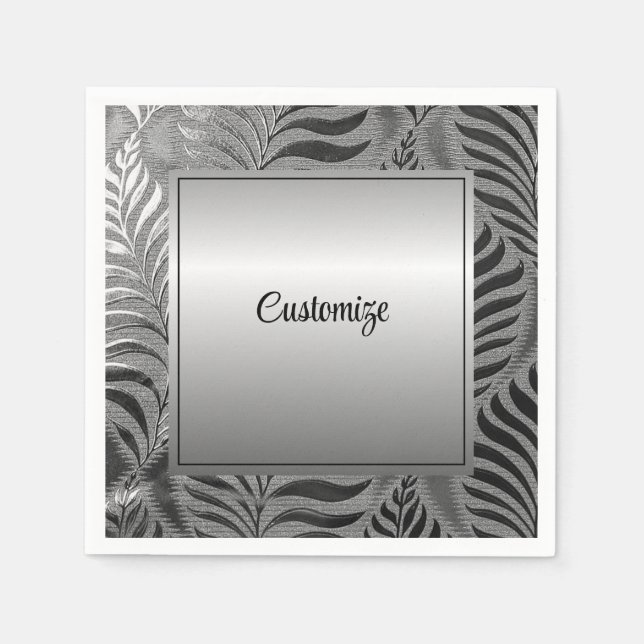 Personalized Silver Leaf Motif Napkins (Front)