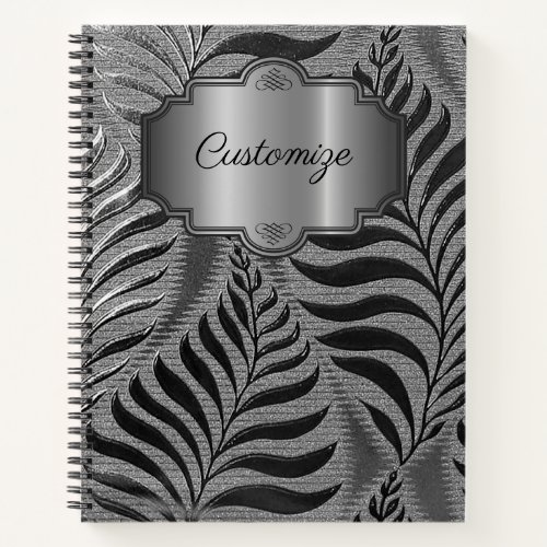 Personalized Silver Leaf Motif Notebook