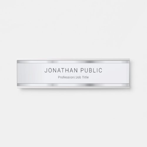 Personalized Silver Look Template Modern Elegant Door Sign