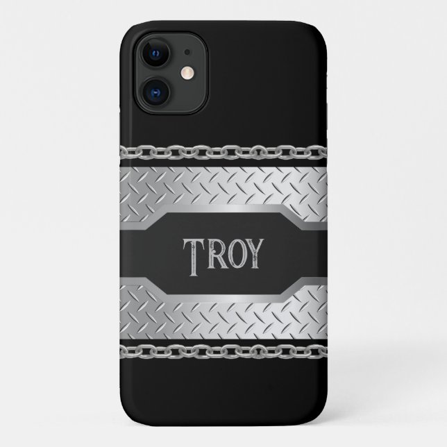 Personalized Silver Metal and Chain Case-Mate iPhone Case (Back)