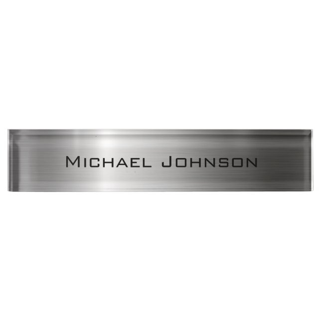 Personalized Silver Metallic Desk Name Plate (Front)