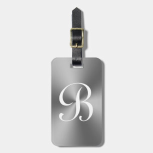 Personalized silver metallic travel luggage tag