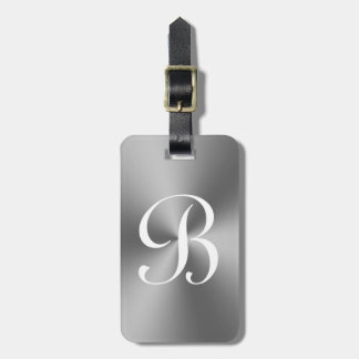 Personalized silver metallic travel luggage tag