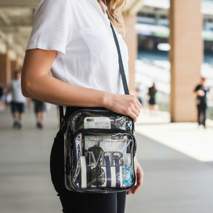 Personalized Silver Monogram Stadium Clear Crossbody Bag