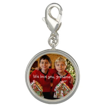 Personalized Silver Round Style Charm For Grandma by online_store at Zazzle
