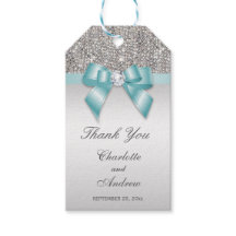 Personalized Silver Sequins Diamond Bow Wedding