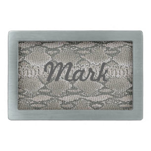 Personalized Silver Snake Skin Belt Buckle