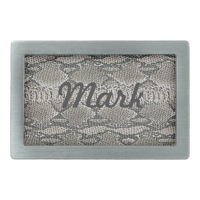 Personalized Silver Snake Skin Belt Buckle (Front)