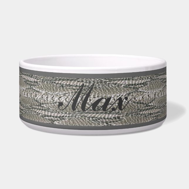 Personalized Silver Snake Skin Pet Bowl (Front)