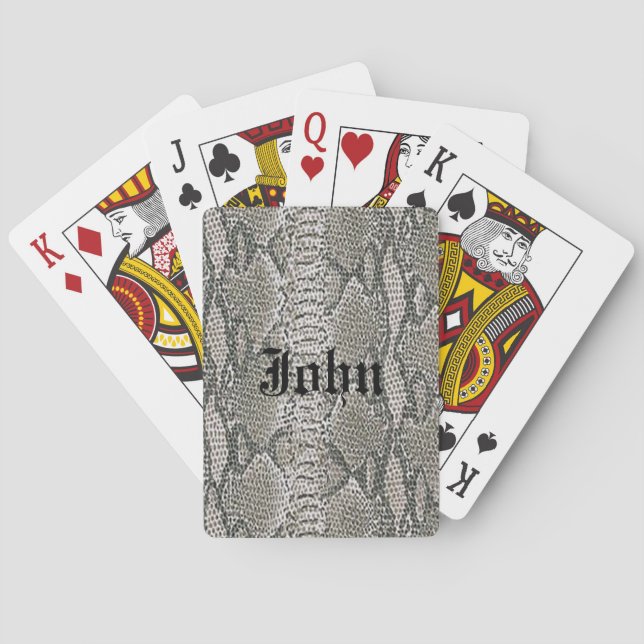 Personalized Silver Snake Skin Playing Cards (Back)